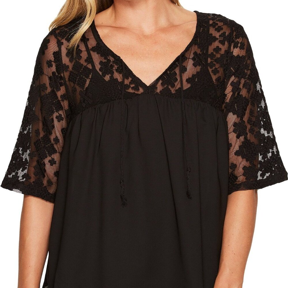 Cruel Girl Black Lace and Chifon top